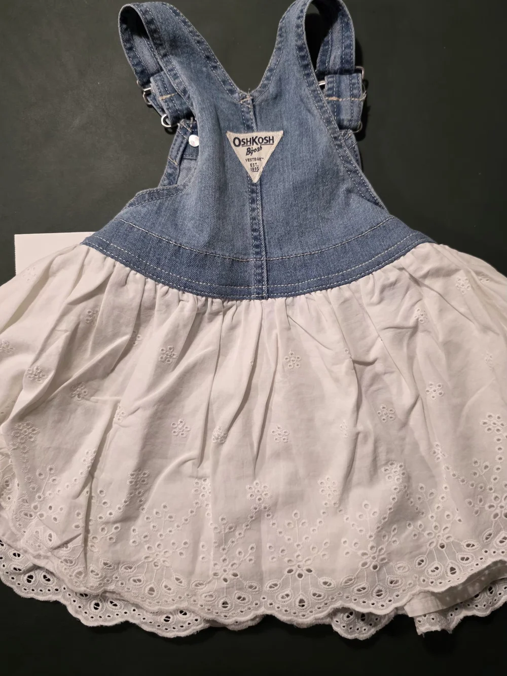 OshKosh Denim & White Eyelet Overall Dress for Kids